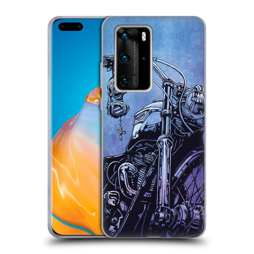 David Lozeau Skeleton Grunge Motorcycle Soft Gel Case for Huawei P40 Pro / P40 Pro Plus 5G