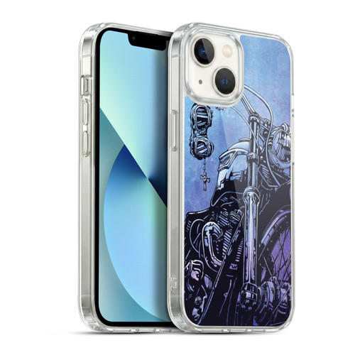 David Lozeau Skeleton Grunge Motorcycle Soft Gel Case for Apple iPhone 13