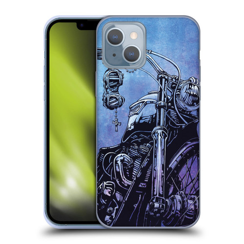 David Lozeau Skeleton Grunge Motorcycle Soft Gel Case for Apple iPhone 14
