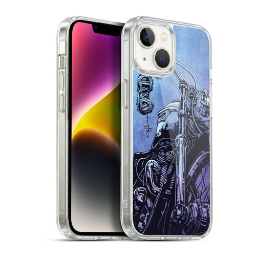 David Lozeau Skeleton Grunge Motorcycle Soft Gel Case for Apple iPhone 14