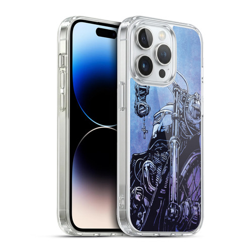 David Lozeau Skeleton Grunge Motorcycle Soft Gel Case for Apple iPhone 13 Pro & MagSafe