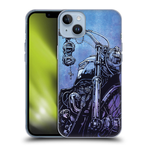 David Lozeau Skeleton Grunge Motorcycle Soft Gel Case for Apple iPhone 14 Plus