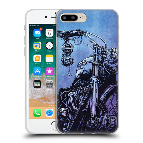 David Lozeau Skeleton Grunge Motorcycle Soft Gel Case for Apple iPhone 7 Plus / iPhone 8 Plus