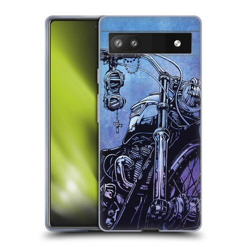 David Lozeau Skeleton Grunge Motorcycle Soft Gel Case for Google Pixel 6a