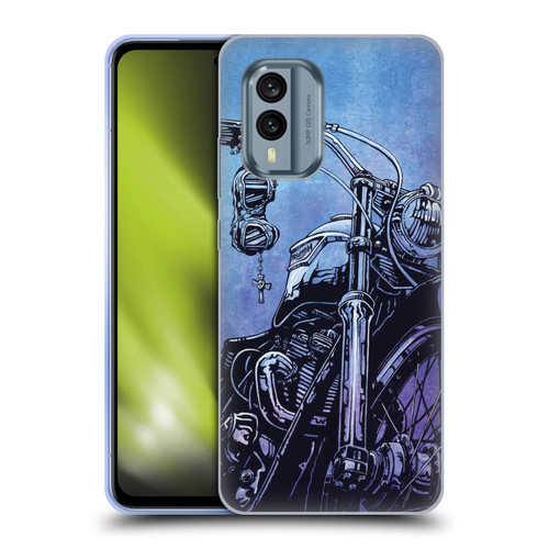 David Lozeau Skeleton Grunge Motorcycle Soft Gel Case for Nokia X30