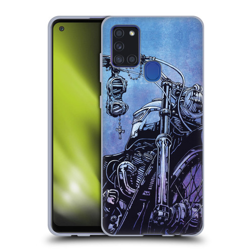 David Lozeau Skeleton Grunge Motorcycle Soft Gel Case for Samsung Galaxy A21s (2020)