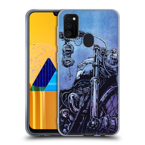 David Lozeau Skeleton Grunge Motorcycle Soft Gel Case for Samsung Galaxy M30s (2019)/M21 (2020)