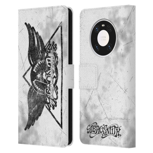 Aerosmith Black And White Triangle Winged Logo Leather Book Wallet Case Cover For Huawei Mate 40 Pro 5G