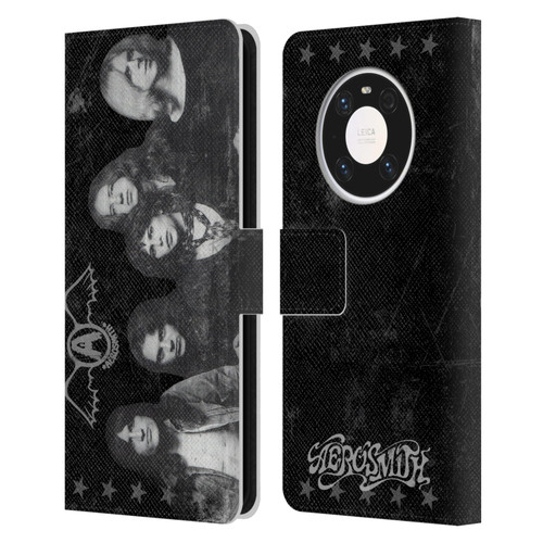 Aerosmith Black And White Vintage Photo Leather Book Wallet Case Cover For Huawei Mate 40 Pro 5G