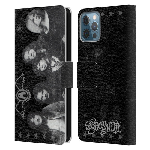 Aerosmith Black And White Vintage Photo Leather Book Wallet Case Cover For Apple iPhone 12 / iPhone 12 Pro