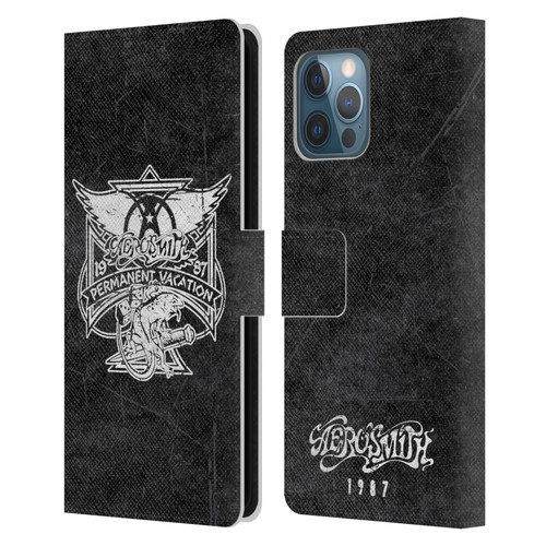 Aerosmith Black And White 1987 Permanent Vacation Leather Book Wallet Case Cover For Apple iPhone 12 Pro Max