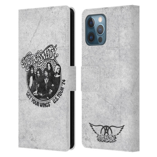 Aerosmith Black And White Get Your Wings US Tour Leather Book Wallet Case Cover For Apple iPhone 12 Pro Max