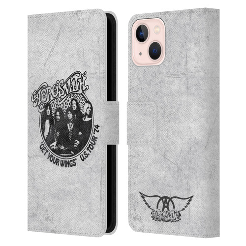 Aerosmith Black And White Get Your Wings US Tour Leather Book Wallet Case Cover For Apple iPhone 13