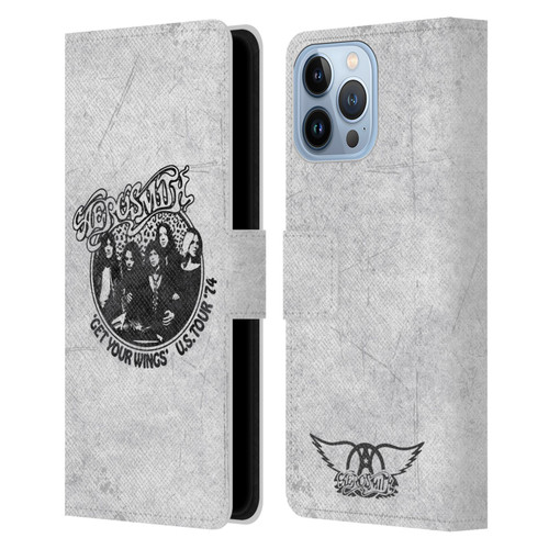 Aerosmith Black And White Get Your Wings US Tour Leather Book Wallet Case Cover For Apple iPhone 13 Pro Max