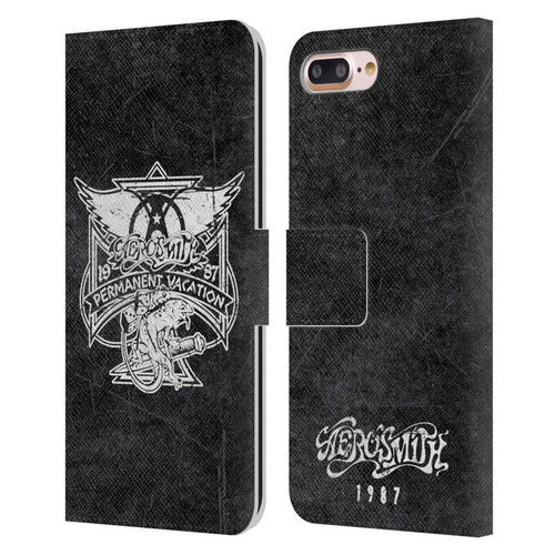 Aerosmith Black And White 1987 Permanent Vacation Leather Book Wallet Case Cover For Apple iPhone 7 Plus / iPhone 8 Plus