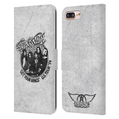 Aerosmith Black And White Get Your Wings US Tour Leather Book Wallet Case Cover For Apple iPhone 7 Plus / iPhone 8 Plus