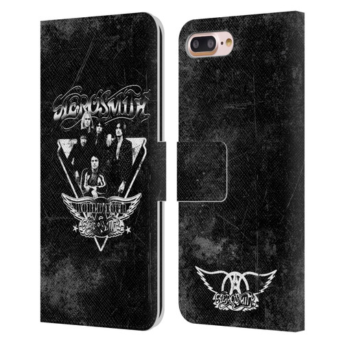 Aerosmith Black And White World Tour Leather Book Wallet Case Cover For Apple iPhone 7 Plus / iPhone 8 Plus