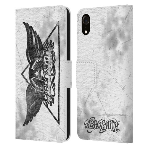 Aerosmith Black And White Triangle Winged Logo Leather Book Wallet Case Cover For Apple iPhone XR
