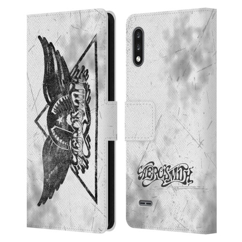 Aerosmith Black And White Triangle Winged Logo Leather Book Wallet Case Cover For LG K22