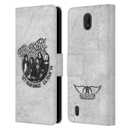 Aerosmith Black And White Get Your Wings US Tour Leather Book Wallet Case Cover For Nokia C01 Plus/C1 2nd Edition
