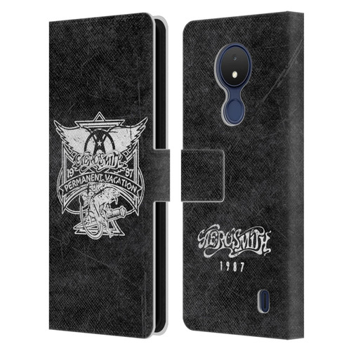 Aerosmith Black And White 1987 Permanent Vacation Leather Book Wallet Case Cover For Nokia C21