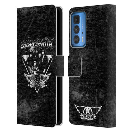 Aerosmith Black And White World Tour Leather Book Wallet Case Cover For Motorola Edge 20 Pro