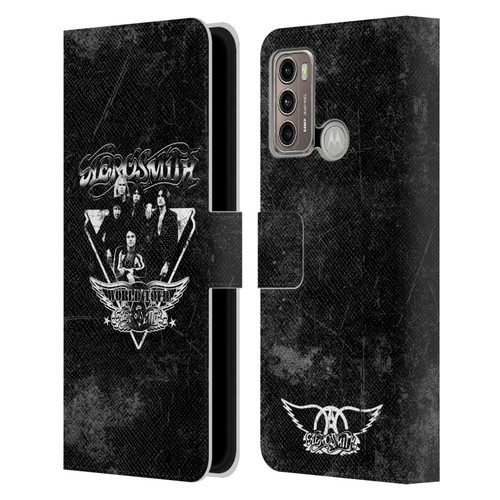 Aerosmith Black And White World Tour Leather Book Wallet Case Cover For Motorola Moto G60 / Moto G40 Fusion