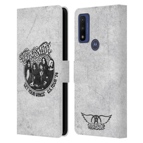 Aerosmith Black And White Get Your Wings US Tour Leather Book Wallet Case Cover For Motorola G Pure
