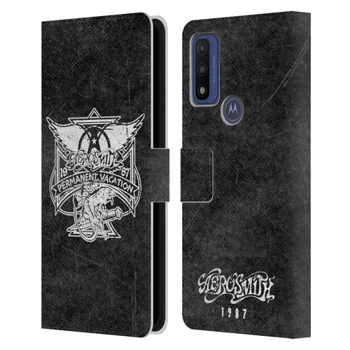 Aerosmith Black And White 1987 Permanent Vacation Leather Book Wallet Case Cover For Motorola G Pure