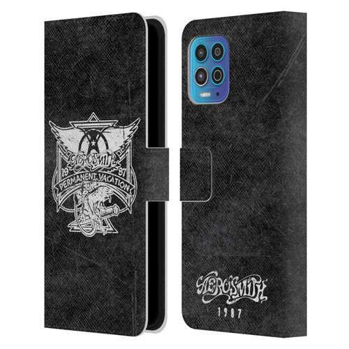 Aerosmith Black And White 1987 Permanent Vacation Leather Book Wallet Case Cover For Motorola Moto G100