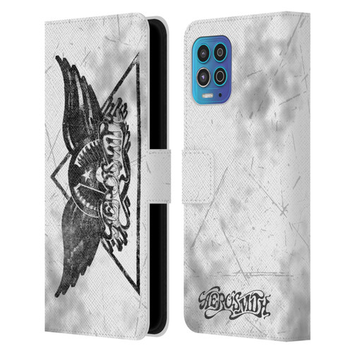 Aerosmith Black And White Triangle Winged Logo Leather Book Wallet Case Cover For Motorola Moto G100