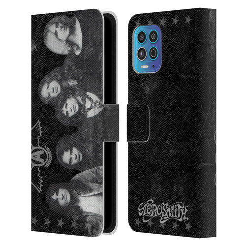 Aerosmith Black And White Vintage Photo Leather Book Wallet Case Cover For Motorola Moto G100