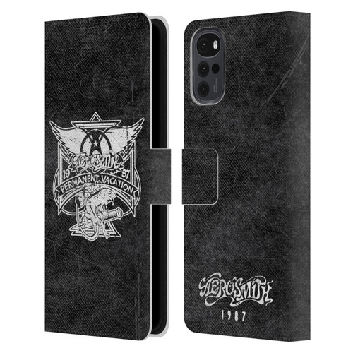 Aerosmith Black And White 1987 Permanent Vacation Leather Book Wallet Case Cover For Motorola Moto G22