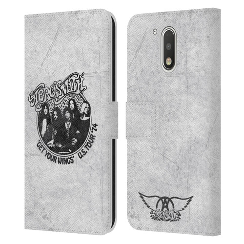 Aerosmith Black And White Get Your Wings US Tour Leather Book Wallet Case Cover For Motorola Moto G41