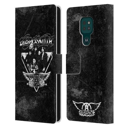 Aerosmith Black And White World Tour Leather Book Wallet Case Cover For Motorola Moto G9 Play