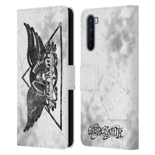 Aerosmith Black And White Triangle Winged Logo Leather Book Wallet Case Cover For OnePlus Nord 5G