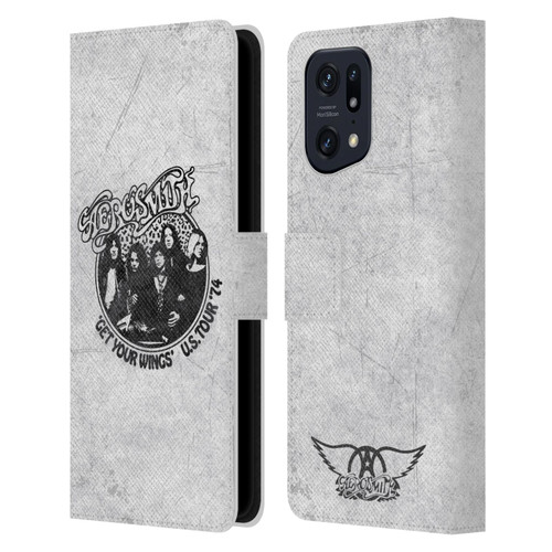 Aerosmith Black And White Get Your Wings US Tour Leather Book Wallet Case Cover For OPPO Find X5