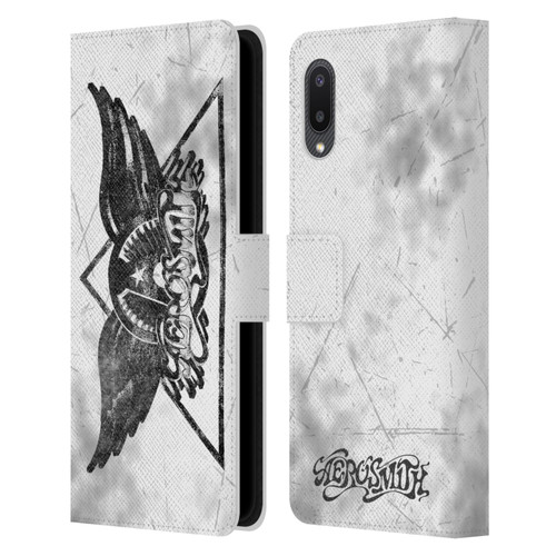 Aerosmith Black And White Triangle Winged Logo Leather Book Wallet Case Cover For Samsung Galaxy A02/M02 (2021)