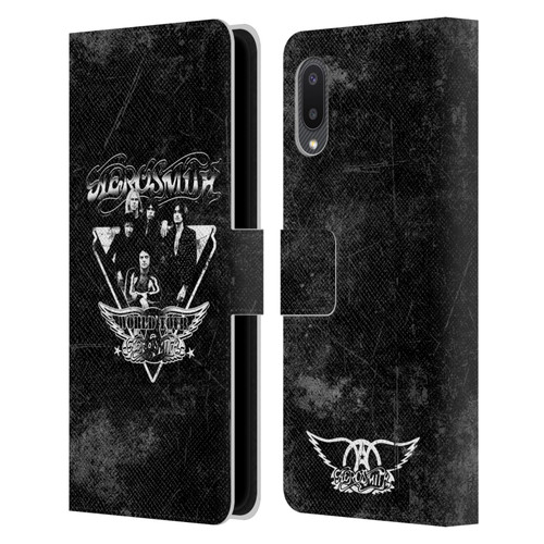 Aerosmith Black And White World Tour Leather Book Wallet Case Cover For Samsung Galaxy A02/M02 (2021)