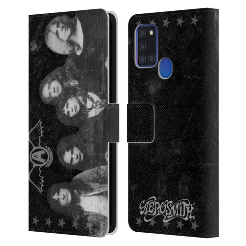 Aerosmith Black And White Vintage Photo Leather Book Wallet Case Cover For Samsung Galaxy A21s (2020)