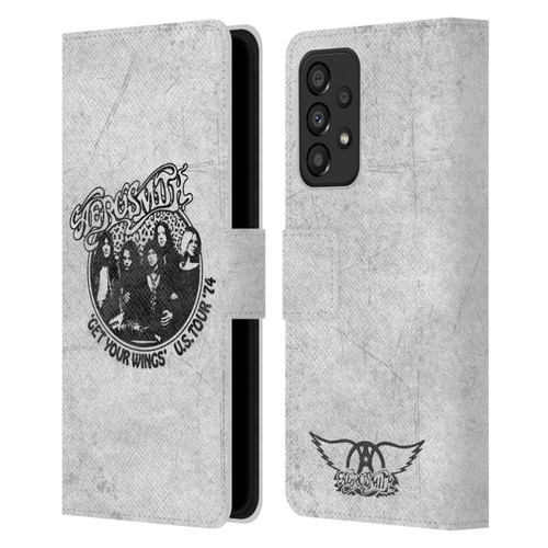 Aerosmith Black And White Get Your Wings US Tour Leather Book Wallet Case Cover For Samsung Galaxy A33 5G (2022)