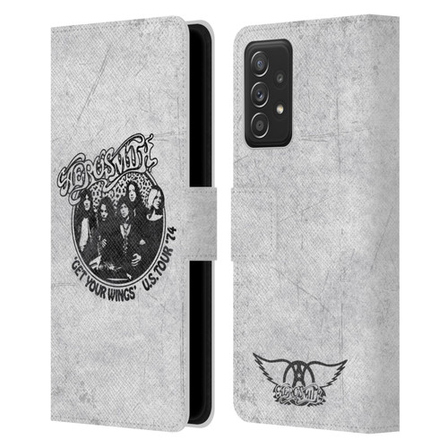 Aerosmith Black And White Get Your Wings US Tour Leather Book Wallet Case Cover For Samsung Galaxy A53 5G (2022)