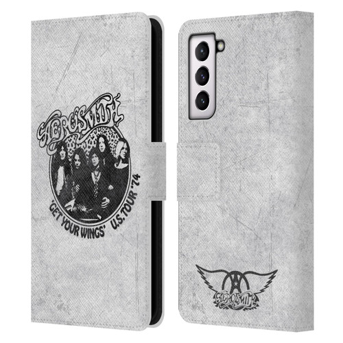 Aerosmith Black And White Get Your Wings US Tour Leather Book Wallet Case Cover For Samsung Galaxy S21 5G