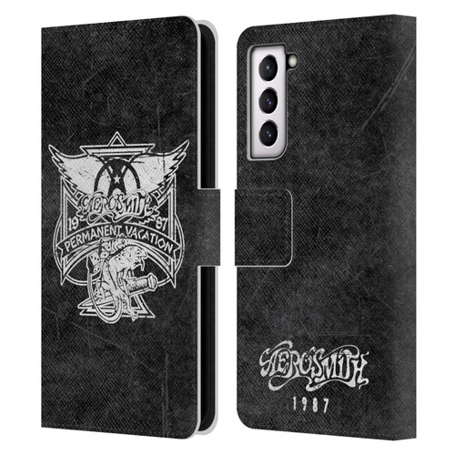 Aerosmith Black And White 1987 Permanent Vacation Leather Book Wallet Case Cover For Samsung Galaxy S21 5G