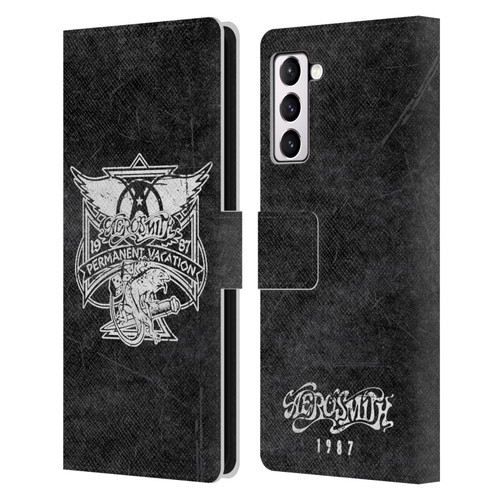Aerosmith Black And White 1987 Permanent Vacation Leather Book Wallet Case Cover For Samsung Galaxy S21+ 5G