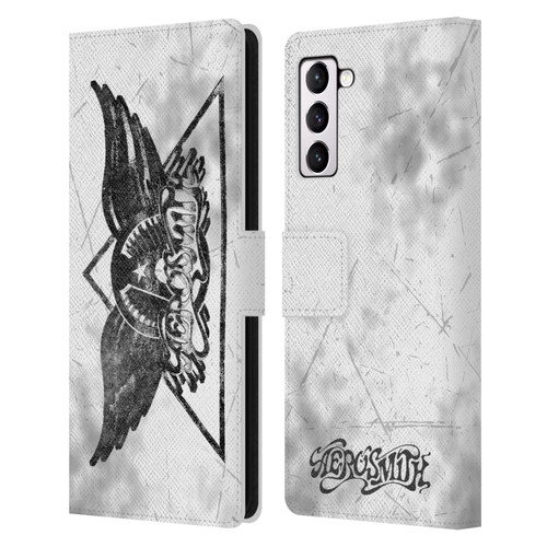 Aerosmith Black And White Triangle Winged Logo Leather Book Wallet Case Cover For Samsung Galaxy S21+ 5G
