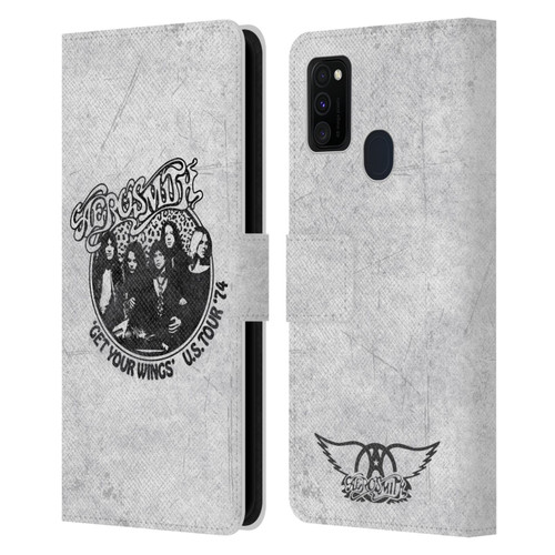 Aerosmith Black And White Get Your Wings US Tour Leather Book Wallet Case Cover For Samsung Galaxy M30s (2019)/M21 (2020)