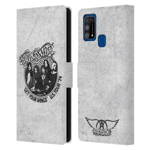 Aerosmith Black And White Get Your Wings US Tour Leather Book Wallet Case Cover For Samsung Galaxy M31 (2020)