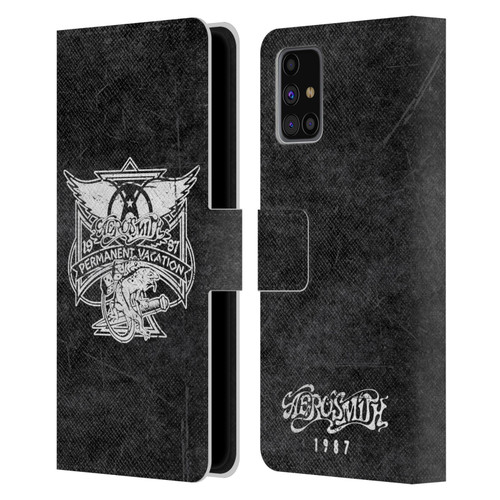 Aerosmith Black And White 1987 Permanent Vacation Leather Book Wallet Case Cover For Samsung Galaxy M31s (2020)