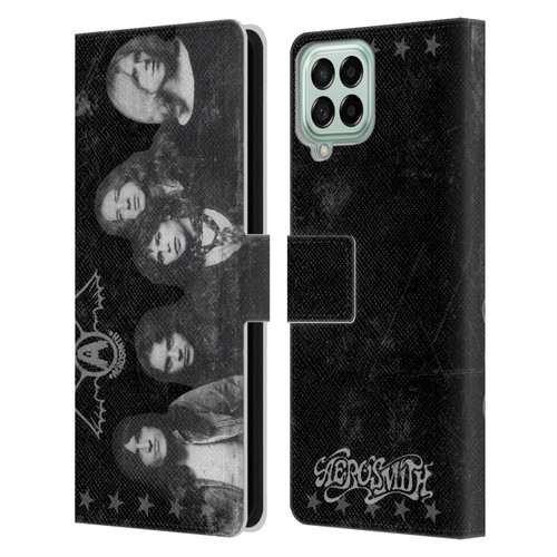 Aerosmith Black And White Vintage Photo Leather Book Wallet Case Cover For Samsung Galaxy M53 (2022)